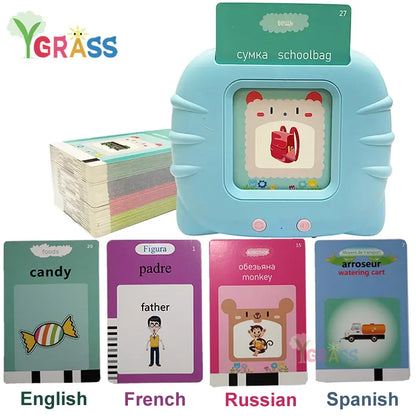 Educational Bilingual Audio book with Flash Cards in English, Russian, Spanish, & French