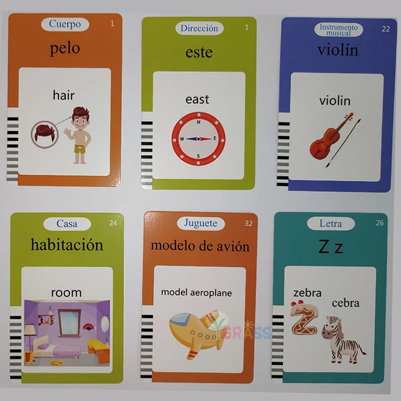 Educational Bilingual Audio book with Flash Cards in English, Russian, Spanish, & French